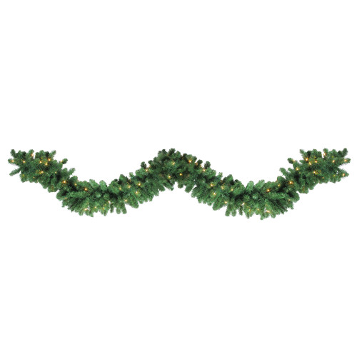 Pre-Lit Olympia Pine Artificial Christmas Garland - 9' x 14" - Warm White LED Lights - IMAGE 1