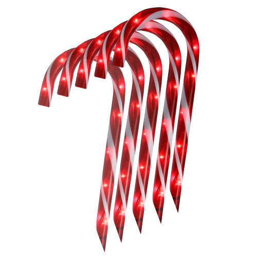 Set of 10 Lighted Outdoor Candy Cane Christmas Pathway Markers 12" - IMAGE 1