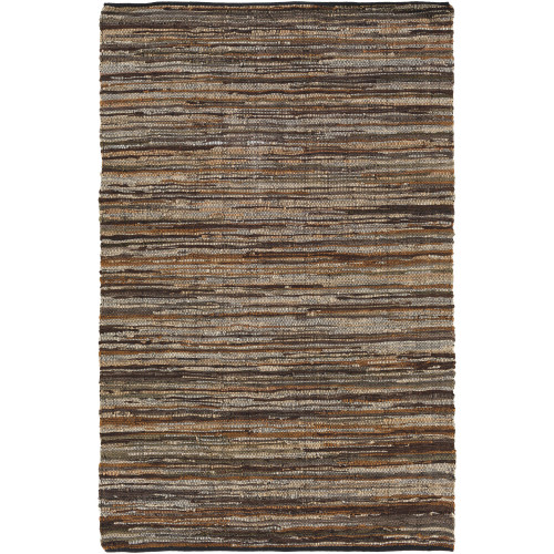 2' x 3' Stripes Brown and Beige Hand Woven Area Throw Rug - IMAGE 1