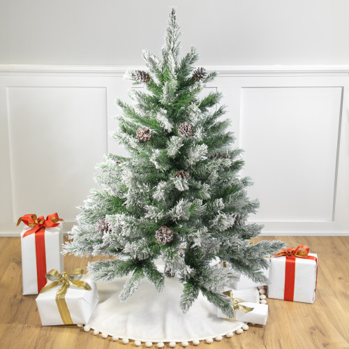 Medium Flocked Angel Pine Artificial Christmas Tree with Pinecones - 4' - Unlit - IMAGE 1