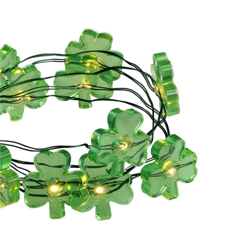 Set of 18 Shamrock LED Micro Fairy St. Patrick's Day Lights - Ultra Thin Green Wire - IMAGE 1