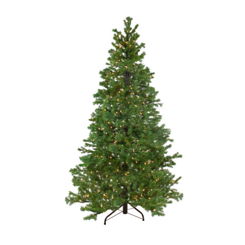 Real Touch™️Pre-Lit Green Mountain Pine Artificial Christmas Tree - 6.5' - Clear AlwaysLit Lights - IMAGE 1