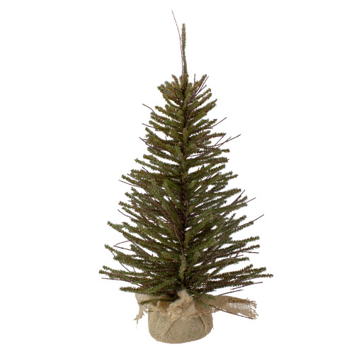 2.5' Green and Brown Warsaw Twig Artificial Christmas Tree with Burlap Base - Unlit - IMAGE 1