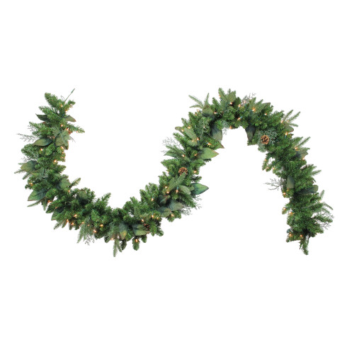 Pre-Lit Mixed Winter Pine Artificial Christmas Garland - 9' x 12" - Clear Incandescent Lights - IMAGE 1