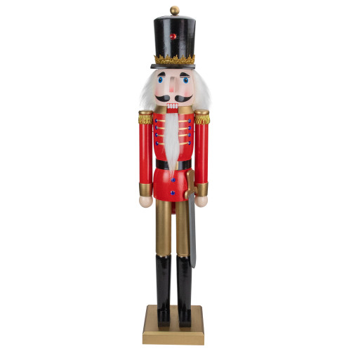 36" Red and Gold Christmas Soldier Nutcracker with Sword - IMAGE 1