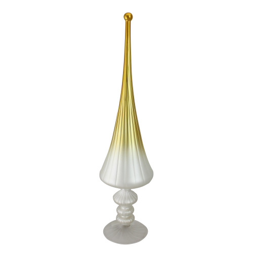 17.5" Silver and Gold Ombre Finial Glass Christmas Tabletop Decoration - IMAGE 1