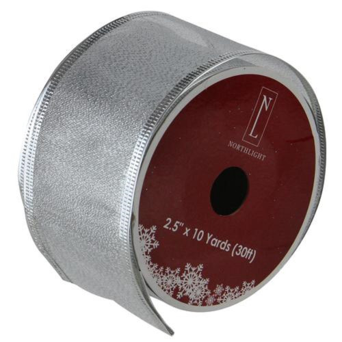 Textured Silver Christmas Wired Craft Ribbon 2.5" x 10 Yards - IMAGE 1