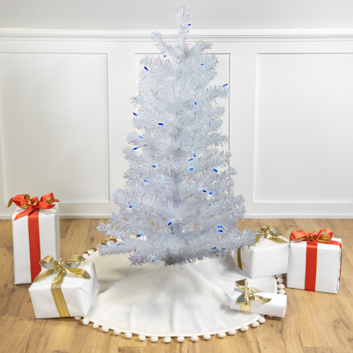 3' Pre-Lit White Medium Pine Artificial Christmas Tree - Blue Lights - IMAGE 1