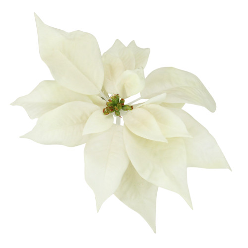 9.5" Artificial Cream White Poinsettia Clip Christmas Ornament - IMAGE 1