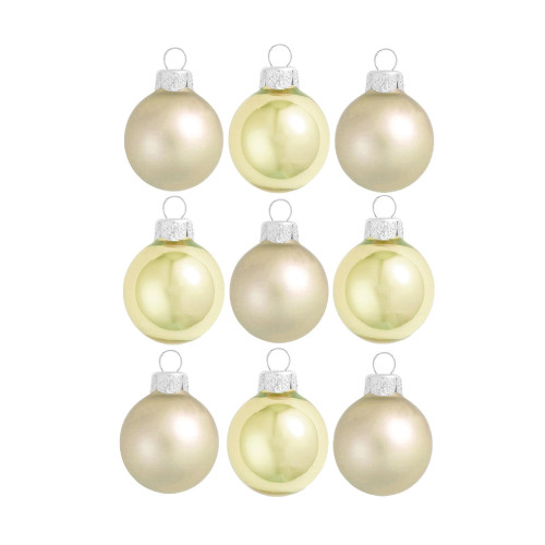 9ct Matte and Pearl Champagne Gold Glass Ball Christmas Ornaments 2" (50mm) - IMAGE 1
