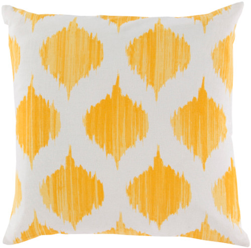 18" Yellow and White Contemporary Geometric Square Throw Pillow - IMAGE 1