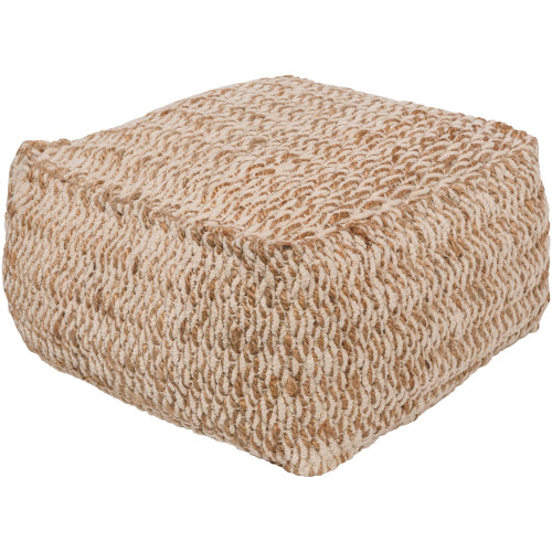 20"Pearl River Gray and Wheat Brown Traditional Woven Foot Stool Ottoman - IMAGE 1