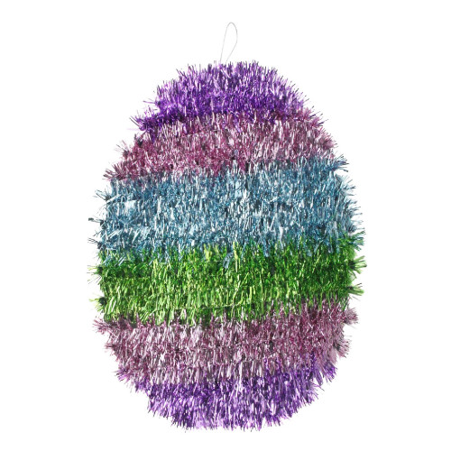 12" Vibrantly Colored Tinsel Easter Egg Spring Window Decor - IMAGE 1