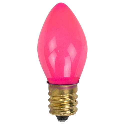 C7 Opaque Incandescent Christmas Replacement Bulbs - Pink - Pack of 25 - IMAGE 1