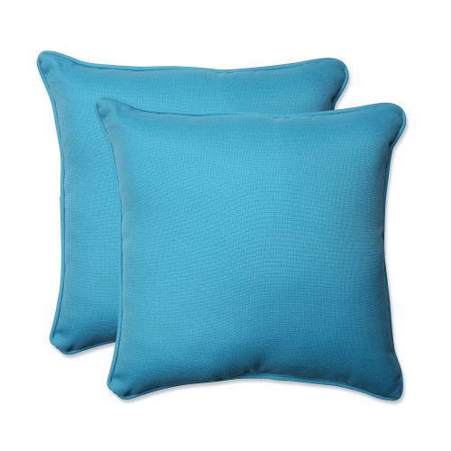 Set of 2 Blue Turquoise UV/Fade Resistant Outdoor Patio Square Throw Pillow 18.5" - IMAGE 1