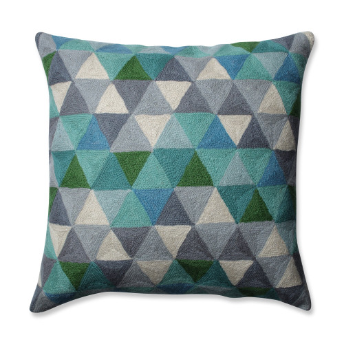Geometric Square Throw Pillow - 16.5" - Green and Gray - IMAGE 1