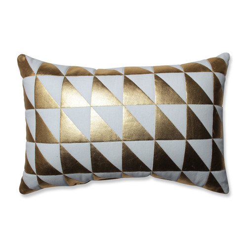 17.5" White and Gold Contemporary Holiday Rectangular Christmas Throw Pillow - IMAGE 1