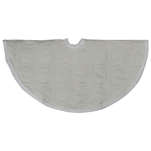 Hexagon Quilted Pattern Christmas Tree Skirt - 18" - Off-White - IMAGE 1