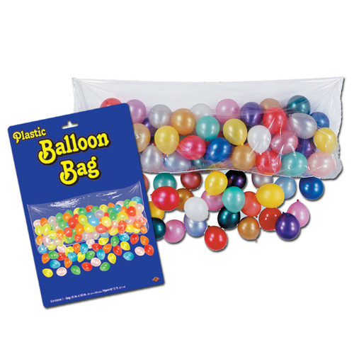 Club Pack of 12 Clear Plastic Balloon Bag 80" - IMAGE 1