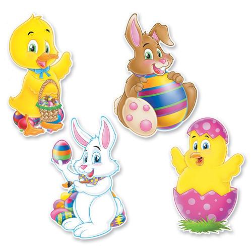 Club Pack of 48 Bunny and Chick Printed Cutouts Easter Decorations 14" - IMAGE 1