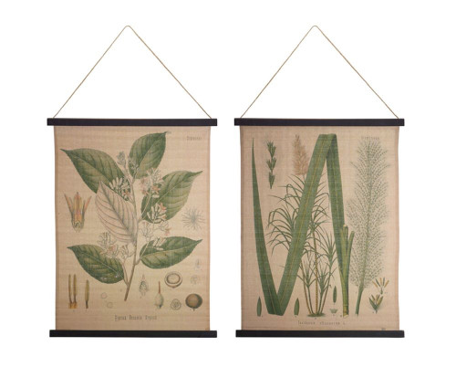 Set of 2 Miscellaneous Green Foliage Cotton Wall Hangings 32” - IMAGE 1