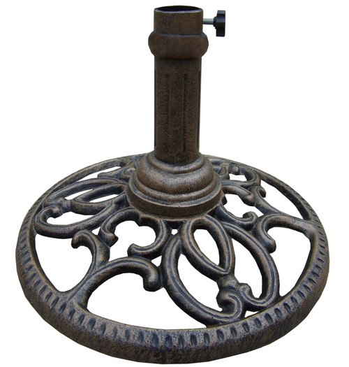 18" Brown and Black Round Filigree Outdoor Patio Umbrella Stand - IMAGE 1
