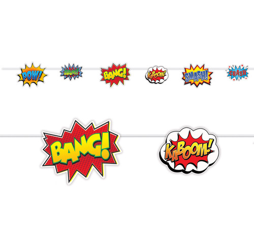 Club Pack of 12 Multi-Color Action Hero Cartoon Sound Effect Sign Streamers 108 - IMAGE 1