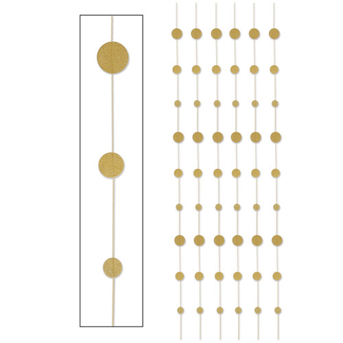 Club Pack of 72 Decorative Hanging Gold Glittered Dot Stringers 6’ - IMAGE 1