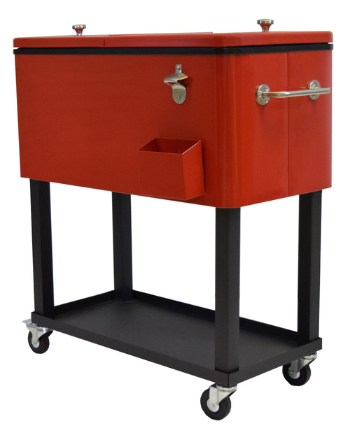 Contemporary Party Cooler with Bottle Opener - 35.5" - Red and Black - IMAGE 1
