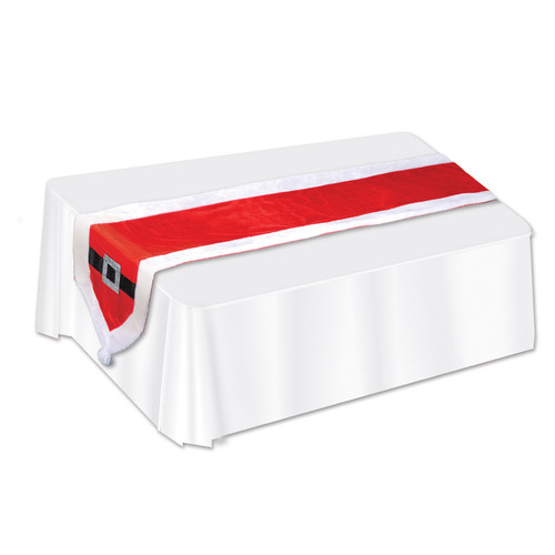 Club Pack of 12 Red and White Santa Suit Christmas Table Runners 69" - IMAGE 1