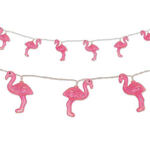 Club Pack of 12 Battery Operated Pink Flamingo String Lights - 6 ft  White Wire - IMAGE 1