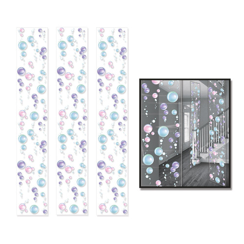 Club Pack of 12 Blue and Pink Under the Sea Bubble Party Panels Hanging Decors 6' - IMAGE 1