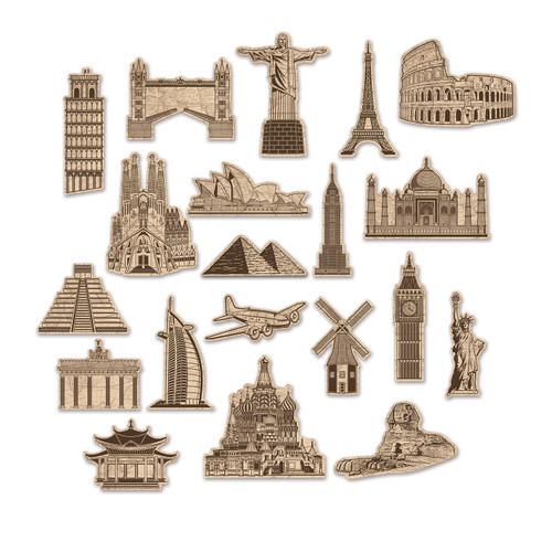 Club Pack of 12 Brown International Around the World Cutouts Party Wall Decors 10.5" - IMAGE 1