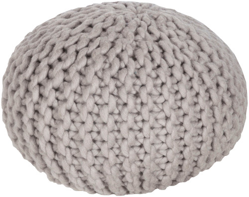20" Taupe Crochet Pattern Knitted Decorative Indoor Oval Pouf Ottoman - IMAGE 1