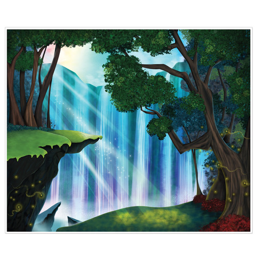 Pack of 6 Blue and Green Shimmering Fantasy Waterfall Wall Decors 72" - IMAGE 1