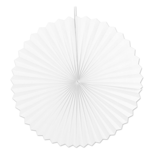 Pack of 12 White Jumbo Accordion Paper Fans Hanging Decorations 48" - IMAGE 1