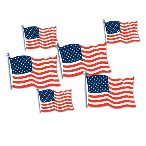 Club Pack of 12 Red and Blue Double Sided United States Flag Cutouts Decors 8.5" - IMAGE 1