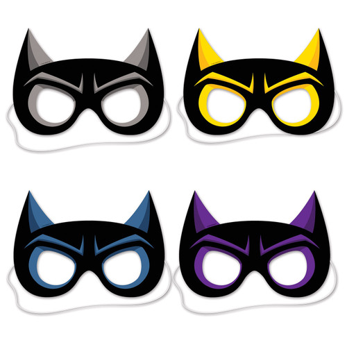 Club Pack of 12 Black and Yellow Hero Face Eye Halloween Mask Costume Accessories 8.5" - IMAGE 1