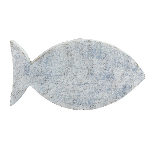 Cape Cod Inspired Fish Decoration - 10.5” - White and Blue - IMAGE 1