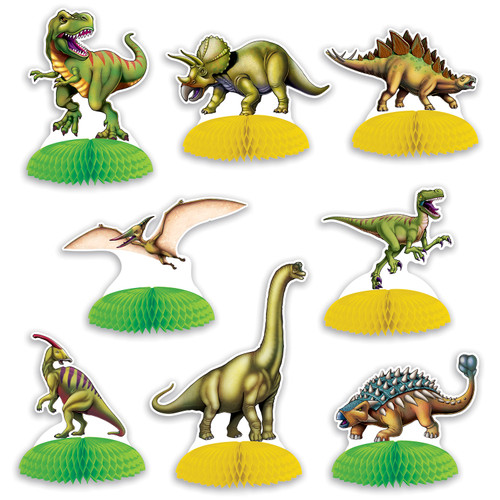 Club Pack of 96 Green and Yellow Mini Dinosaur Centerpieces 6.25" - IMAGE 1