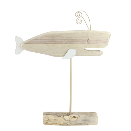 12" Natural Wood Cape Cod Inspired Sperm Whale Table Top Decoration - IMAGE 1
