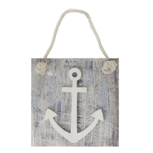 7.25” Blue and White Cape Cod Inspired Anchor Wall Hanging Plaque - IMAGE 1