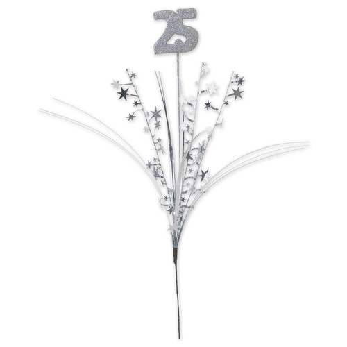 Pack of 12 Silver Glittered  '25'  Metallic Star Anniversary Themed Spray 23" - IMAGE 1