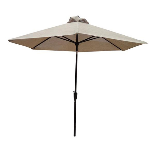 9’ Antiqued Bronze and Beige Colored Patio Umbrella with Tilt and Crank System - IMAGE 1