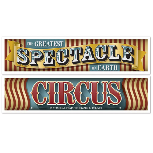 Club Pack of 12 Vibrantly Colored Vintage Circus Party Wall Banners 60" - IMAGE 1