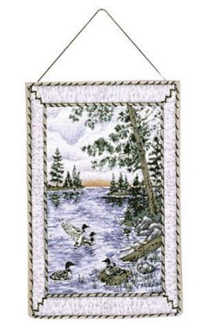 Loons Ducks Water Birds Wall Hanging Tapestry 17" x 26" - IMAGE 1