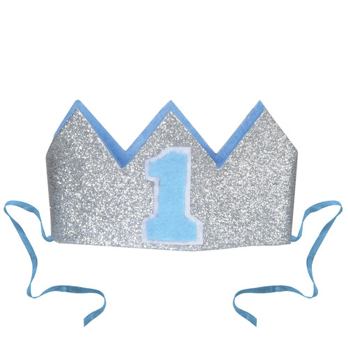 Club Pack of 12 Glittered Baby's 1st Birthday Crown Costume Accessories 4.5" - IMAGE 1