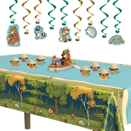 3D Woodland Friends Fishing Boat Party Centerpiece - 15" - Pack of 12 - IMAGE 1