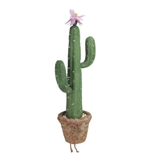 21.5" Southwestern Style Green Potted Artificial Cactus with Flowers - IMAGE 1