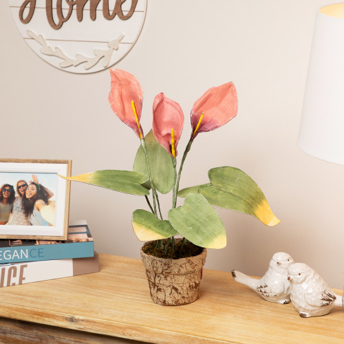 Calla Lily Artificial Christmas Plant - 19" - Pink - IMAGE 1